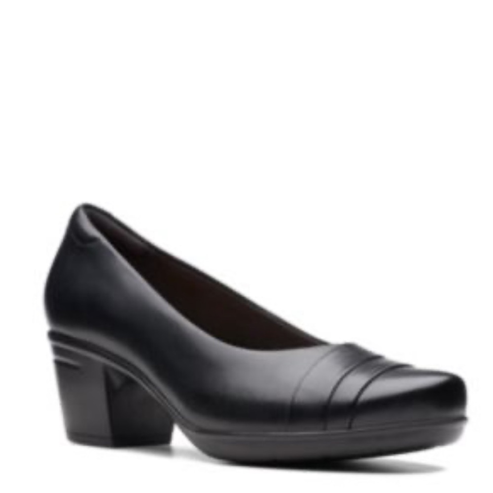 Clarks Collection Emslie Mae Black leather comfort pump women size 9